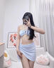 邦帛世比基尼泳衣女款分体四件套带头巾复古条纹性感夏日沙滩度假泡温泉 条纹比基尼【蓝色】 均码 适合【80斤-120斤】 实拍图