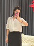 何佳功衬衫女短袖2025年春秋新款衬衣法式小众设计感气质V领上衣长袖 白色（短袖） L 实拍图