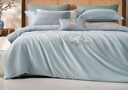 水星家纺出品百丽丝全棉三/四件套 60支长绒棉 高支高密纯棉套件 【60支全棉贡缎】鹿锦蓝 1.5 床单款 （被套200*230cm） 实拍图