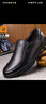 老人头男鞋春秋季商务休闲皮鞋男厚底防滑套脚中年爸爸鞋真皮加绒特大码 黑色四季单鞋款 48 实拍图