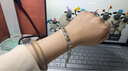 XUPING旭平首饰合金时尚【四叶花】彩宝系列镶嵌人造石手链送礼饰品 苹果绿，约50-56圈口，加不了 实拍图