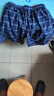 浪莎男士睡裤男短裤纯棉夏季薄款宽松大码格纹休闲五分裤外穿沙滩短裤 丈青中格 3XL 实拍图