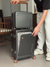 朗客德国前开盖子母行李箱20寸铝框新款宽拉杆旅行商务出差男登机箱24 枪灰色-铝框子母箱（配鞋箱+磨砂防刮+双快充接口） 24英寸 托运箱-可放17.2寸电脑 实拍图