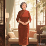 秋芙罗母亲节礼物送妈妈夏装国风连衣裙中老年人女装50岁60洋气裙子衣服 红咖色 3XL 180/100A【建议115-130斤】 实拍图