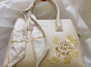 意尔康生日礼物大容量托特包刺绣包单肩斜挎女士手提包包包女款2025年白 实拍图