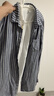棉质衬衫女文艺通勤风竖条纹纽扣双层棉纱长袖宽松显瘦减龄开衫 灰蓝色 M 实拍图