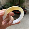 行芳 缅甸玉手镯老坑冰种玉镯浅绿油青玉手镯宽飘花玉石处理镯子女款 内径57-58mm 实拍图