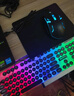 朋克风键盘高颜值发光有线USB键鼠套装悬浮键帽静音游戏办公通用 彩虹黑键盘+鼠标（送鼠标垫） 有线 实拍图