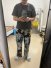 夏季新款棉绸女士薄款大码人造绵绸可外穿家居碎花长裤子宽松睡裤 兰色百合 L 【建议100-140斤】 实拍图