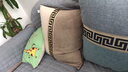 Avigers棉麻沙发抱枕靠垫新中式大靠枕办公室汽车护腰靠背垫不含芯定制 咖条纹中拼 浅咖米色 60cm*60cm 含枕芯 实拍图