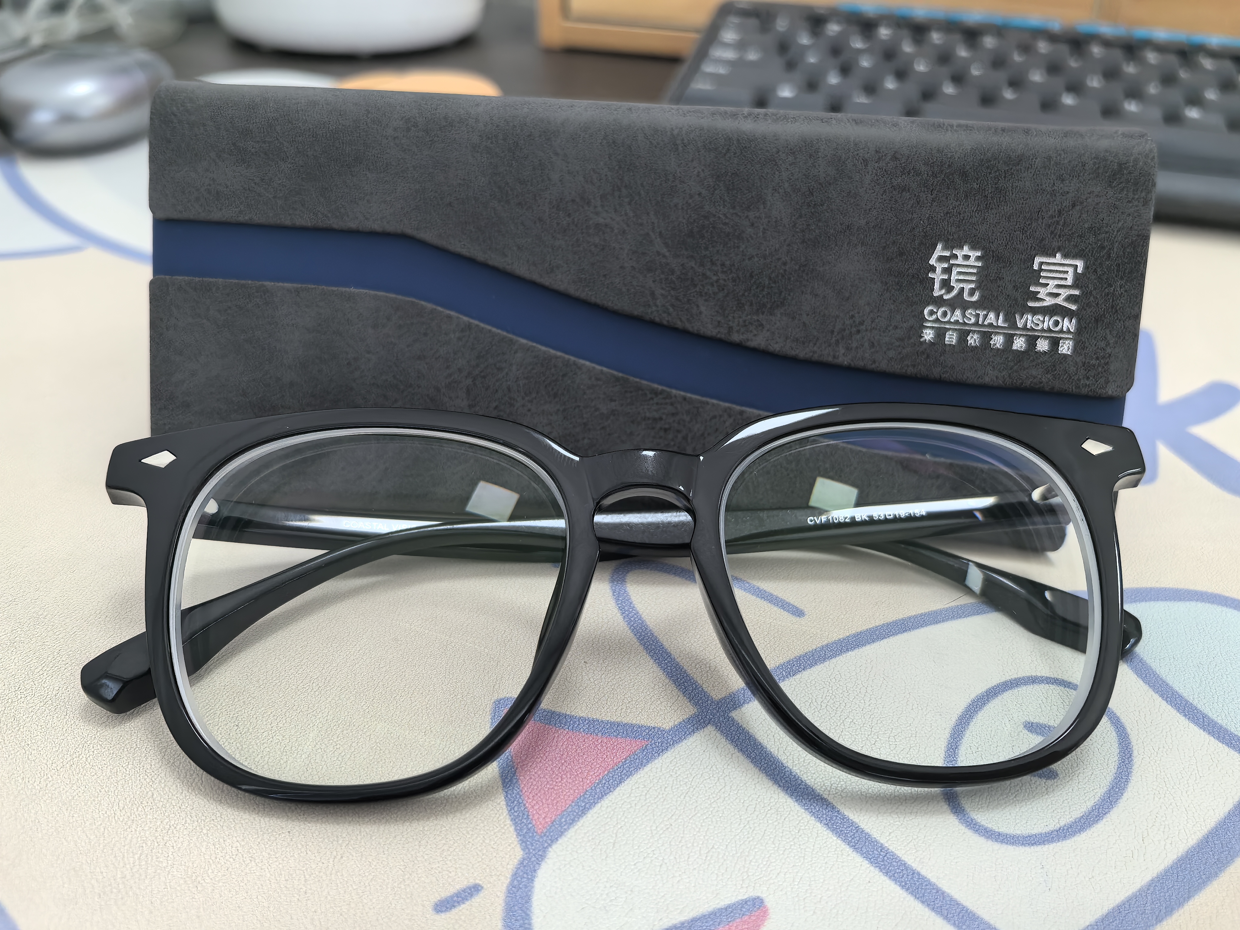 依视路（ESSILOR） 钻晶系列高清耐磨防蓝光近视超薄镜片专业配度数眼镜架男女镜框 TR90-全框-1156BK-黑色 镜框+依视路膜岩高清1.67现片 实拍图
