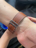 istrap苹果手表表带真皮爱马仕同款牛皮适用apple watch表带S10/9/8/7/6/5/SE男女士iWatch ultra2手表带 浅棕白线丨银色配件 44/45/46MM表盘【适用Wat 实拍图