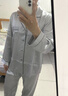 珊目尔（SMR）【重磅可外穿】真丝睡衣男女长袖两件套情侣款6A级100%桑蚕丝套装 银灰色【男款】 XL 实拍图