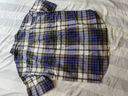 无印良品（MUJI）男式 马德拉斯格纹纽扣领短袖衬衫男士衬衣外套纯棉全棉 AC1W8A4S 藏青色格纹 L （175/100A） 实拍图