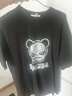 HI PANDA你好熊猫短袖T恤男美式高街痞帅个性夏季舒适透气重磅纯棉五分袖 【100%纯棉】-黑#JDP熊猫粉笔 M 实拍图