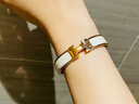 爱马仕（HERMES）手镯男女同款 经典珐琅手链窄款手环男女同款 送男七夕情人节礼物 白色  金色 扣 PM 16.8cm 实拍图
