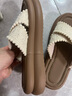厚底绝美凉拖鞋女夏季外穿2025新款踩屎感波西米亚沙滩一字拖凉鞋 米色 36 实拍图