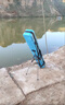 渔技 硬壳竿包防水鱼竿包伞包渔具包野钓多功能钓鱼包轻便型手提鱼 【豪华款】湖蓝14cm(带支架) 实拍图