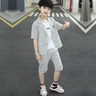G.DUCKKIDS男童夏装套装儿童西装三件套2022夏季新款小男孩花童礼服宽松休闲 01款西服灰色qkcaiig 120 建议身高105-115cm左右6-7岁 实拍图