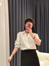 何佳功衬衫女短袖2025年春秋新款衬衣法式小众设计感气质V领上衣长袖 白色（短袖） L 实拍图