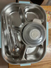 美厨（maxcook）304不锈钢饭盒 加大加深5格学生饭盒餐盘1.6L 配汤碗 MCFT8802 实拍图