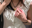 UR2025春季新款女装撞色蕾丝飘带U领无袖修身连衣裙UYY750014 米黄 S 实拍图