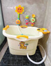 奔麦婴儿洗澡盆儿童洗澡桶圆形宝宝泡澡桶浴桶可坐加厚塑料沐浴盆家用 加大号【感温款+玩具花洒】米 实拍图