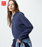 优衣库女装可机洗纽花针织连帽套头衫/25秋冬新款478871 68 深蓝色 L /160/88 实拍图