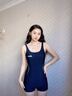 特步泳衣女2026年新款专业连体平角泡温泉大码游泳馆专用竞速游泳衣 黑色连体平角 L 【身高157-167cm/体重50-57kg】 实拍图