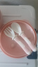 COOKSS婴儿学吃饭训练叉勺一岁宝宝自主进食PPSU勺子辅食儿童餐具套装粉 实拍图