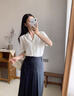 京多梦白色短袖衬衫女夏季v领职业正装面试衫衣通勤百搭西装领上衣女装 白色 L （100-110斤） 实拍图