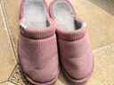 回力日系柔软情侣棉拖秋冬家居室内保暖棉鞋女款HL0006皮红36-37码 实拍图