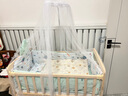 笑贝乐婴儿床拼接大床实木无漆多功能新生儿童可移动摇篮宝宝bb床无漆床 实木床+棕垫+五件套（备注花色） 单层大床（102/60)0-3岁 实拍图