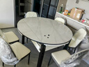 卧家岩板餐桌椅组合现代简约轻奢伸缩折叠家用小户型实木餐桌吃饭桌 12mm岩板-傲雪白-哑光白 1.2m 直径桌+六椅【菠萝椅】 实拍图
