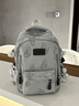 JCZS日系书包初中女生大容量高颜值ins风小众简约双肩背包高中大学生 灰色+挂饰加大加厚防水 实拍图
