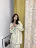 韩姿朵（Hanziduo）双层纱布棉纱情侣睡衣女春秋款纯棉麻长袖夏泡泡纱婴儿棉男家居服 3221女 2XL 实拍图