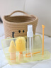 马博士婴儿便携奶瓶刷套装奶嘴清洗刷吸管刷杯刷收纳盒沥水架旅行装黄色 实拍图