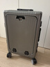 伊曼家行李箱前开盖铝框拉杆箱多功能旅行箱密码箱大容量箱登机箱皮箱包 深灰色【加厚内嵌式】 20英寸 【USB+杯架+侧挂钩】 实拍图