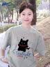 回力灰色短袖t恤女2026年新款上衣夏季正肩潮流半袖纯棉大码宽松体恤 实拍图