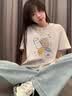 灿图美式正肩纯棉短袖t恤女夏季高级感内搭打底衫宽松潮流半袖上衣服 浅灰色 L 【建议100-120斤】 实拍图