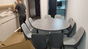 丰舍 餐桌 可变圆桌伸缩折叠实木岩板餐桌椅组合现代轻奢餐桌餐厅饭桌 黑灰色-阿玛尼灰岩板-101皮椅 【1.5米】 一桌10椅 实拍图