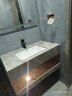 现代简约浴室柜组合亮面岩板一体盆双层卫生间洗漱台洗手池套装 120*50智能方镜片双层岩板意大利灰无缝盆 实拍图