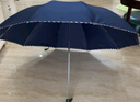 天堂 加大雨伞三折 晴雨两用商务伞经典格纹10骨大雨伞男女 藏青 实拍图