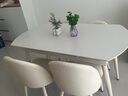 左客左家（ZUOKEZUOJIA）岩板餐桌可伸缩折叠法式家用小户型奶油风抽拉式圆桌餐桌椅组合 伸缩餐桌+4把贝壳椅（现货闪发） 实拍图