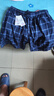 浪莎男士睡裤男短裤纯棉夏季薄款宽松大码格纹休闲五分裤外穿沙滩短裤 丈青中格 3XL 实拍图