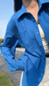 小野和子防晒衬衫2025夏季新款冰丝防晒衣高级时尚防晒服夏季轻薄款外套 【轻薄抗皱】克莱因蓝 S （162-168cm，95-120斤） 实拍图