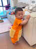 G.duck小黄鸭婴儿爬行服宝宝拖地爬爬服儿童连体衣服秋冬装懒人擦地薄款 桔色短袖9分裤+护肘 90cm 18斤-22斤 实拍图
