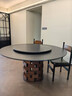 中古侘寂风黑色岩板圆桌吃饭桌子家用小户型餐台法式复古实木餐桌 1.2m 单桌 实拍图