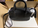 裘真【明星推荐】宽宽包植鞣牛皮休闲斜挎包手提保龄球包女 黑色 实拍图