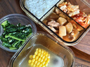 希乐扣耐热玻璃饭盒上班族微波炉加热专用便当餐盒琥珀色方形汤碗1L 实拍图